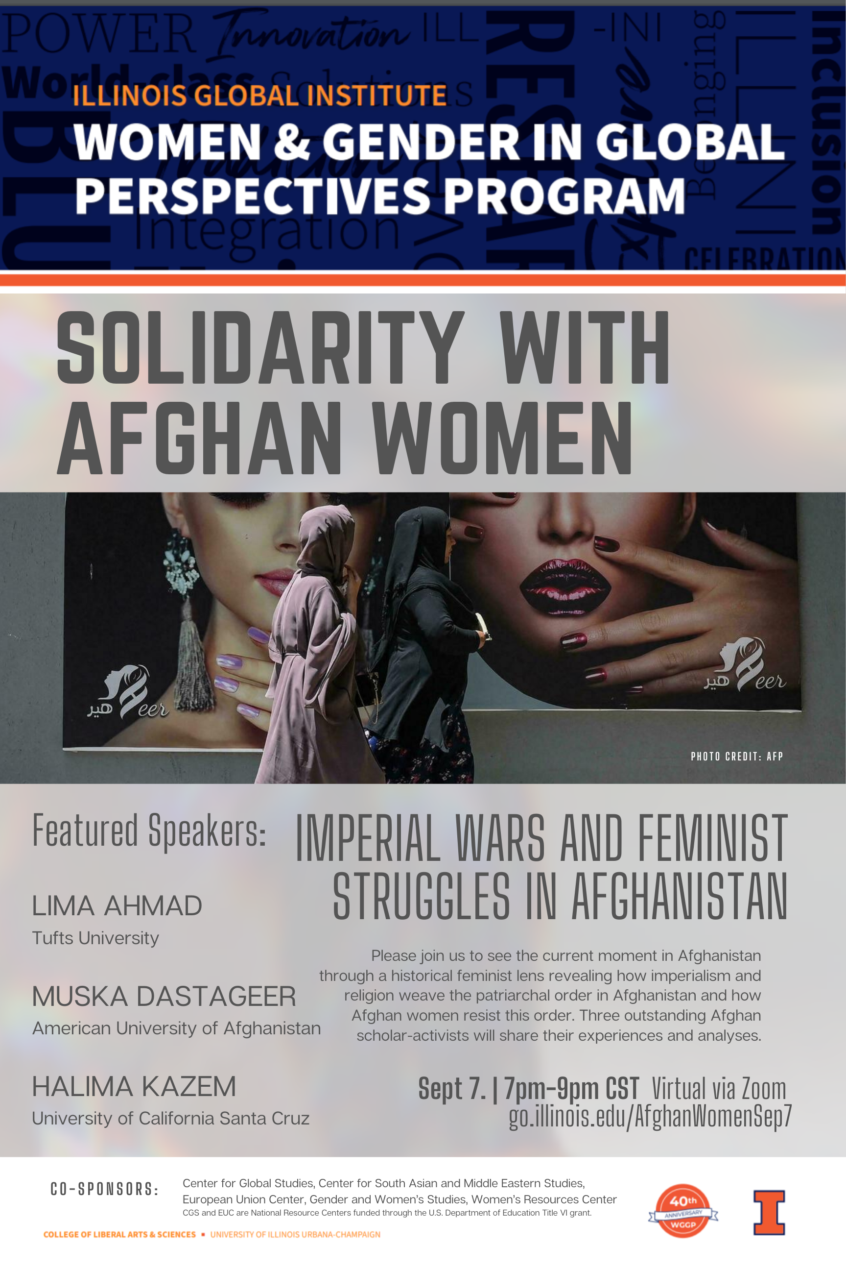 poster from Solidarity with Afghan Women event hosted by WGGP