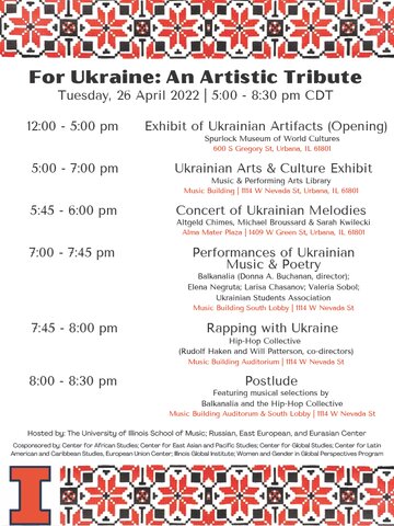 poster for events held under the banner of For Ukraine: An Artistic Tribute