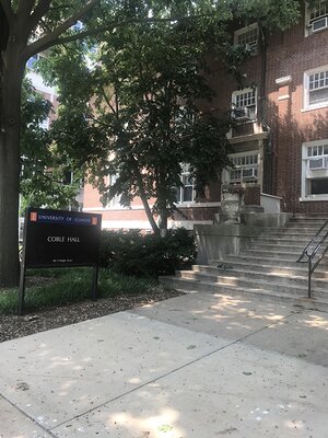 front entrance and sign of Coble Hall