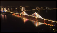 Night time view of bridge in Guangzhou
